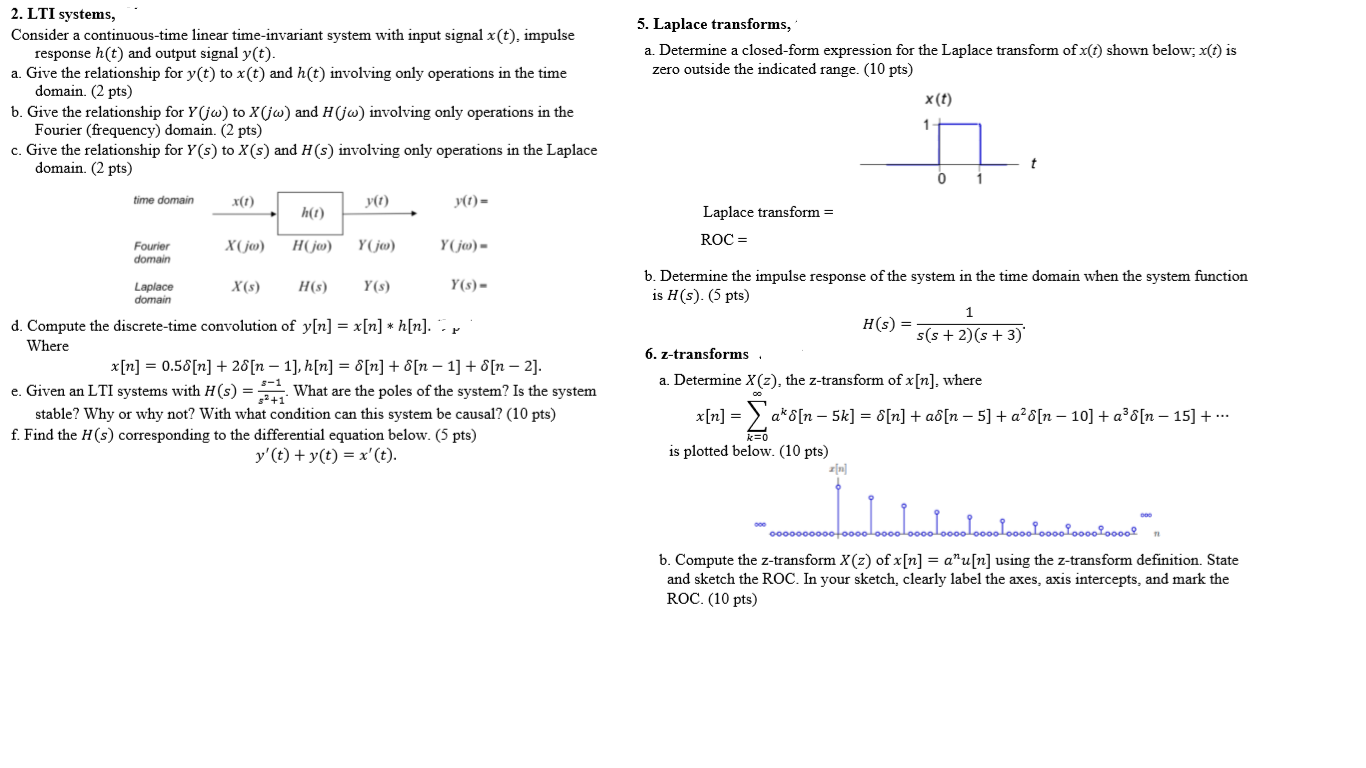 Solved 5 Laplace Transforms A Determine A Closed Form Chegg Com