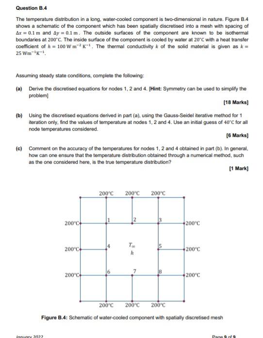 Solved Question B.4 The temperature distribution in a long, | Chegg.com