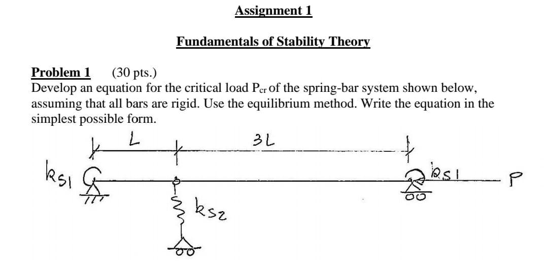 Solved Assignment 1 Fundamentals Of Stability Theory Problem | Chegg.com