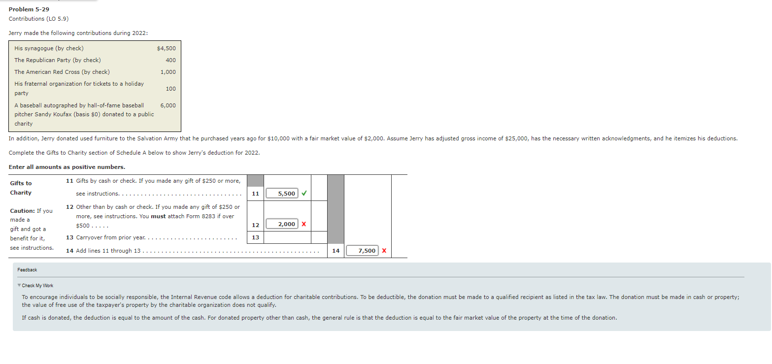 Problem 529 Contributions (LO 5.9) Jerry made the