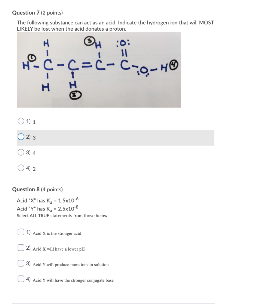 Solved Question 7 (2 points) The following substance can act | Chegg.com