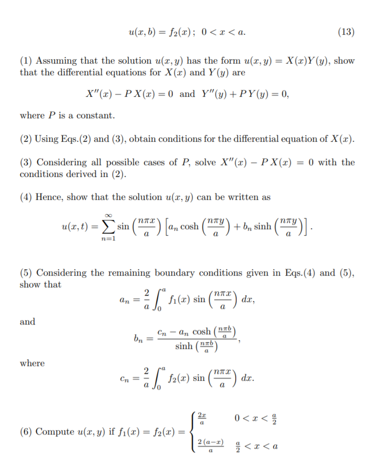 Solved Question 2: Consider the following Laplace equation. | Chegg.com