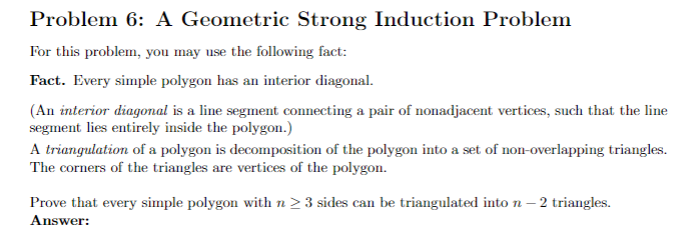 Solved Problem 6: A Geometric Strong Induction Problem For | Chegg.com