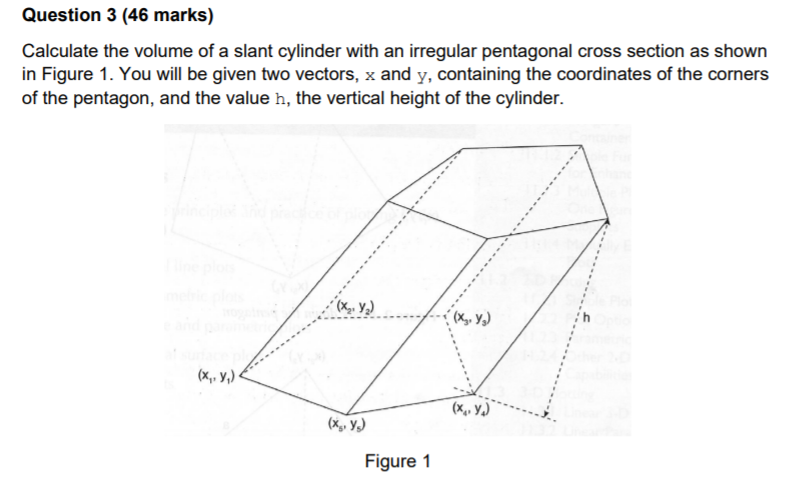 Question 3 (46 Marks) Calculate The Volume Of A Slant 