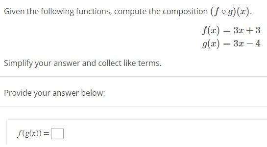 Solved Given The Following Functions, Compute The | Chegg.com