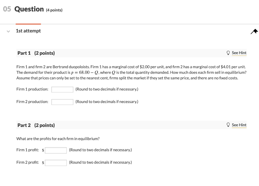 Solved 05 Question (4 points) 1st attempt Part 1 (2 points) | Chegg.com