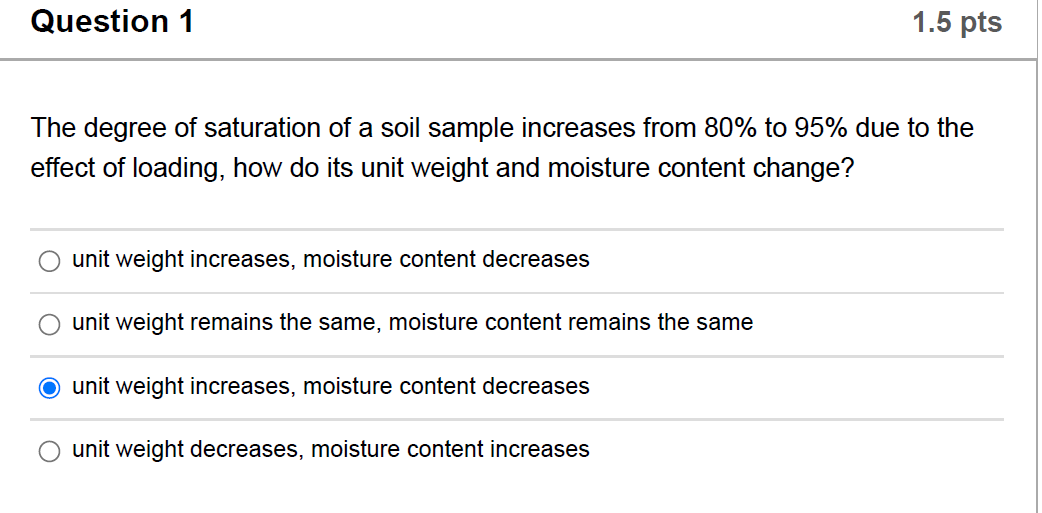 Solved The degree of saturation of a soil sample increases | Chegg.com