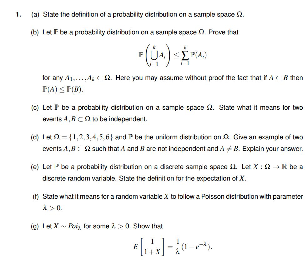 Solved (a) State the definition of a probability | Chegg.com