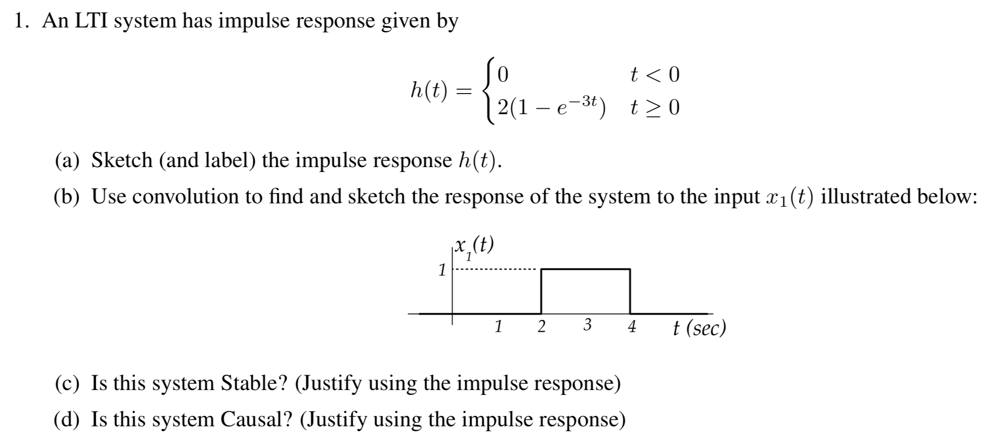 Solved 1. An LTI system has impulse response given by t