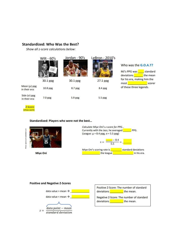 Solved Standardized Scores (Z-Scores) Z-Scores (also Called | Chegg.com