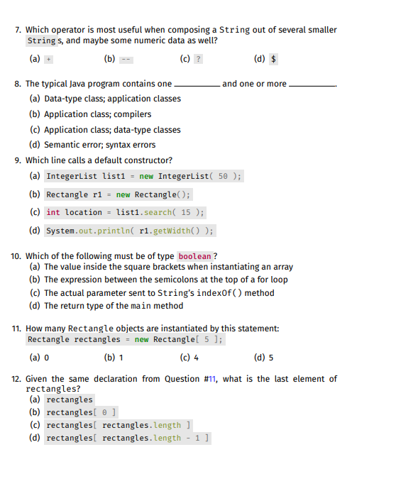 Solved 1 Multiple Choice For each question, choose the best | Chegg.com