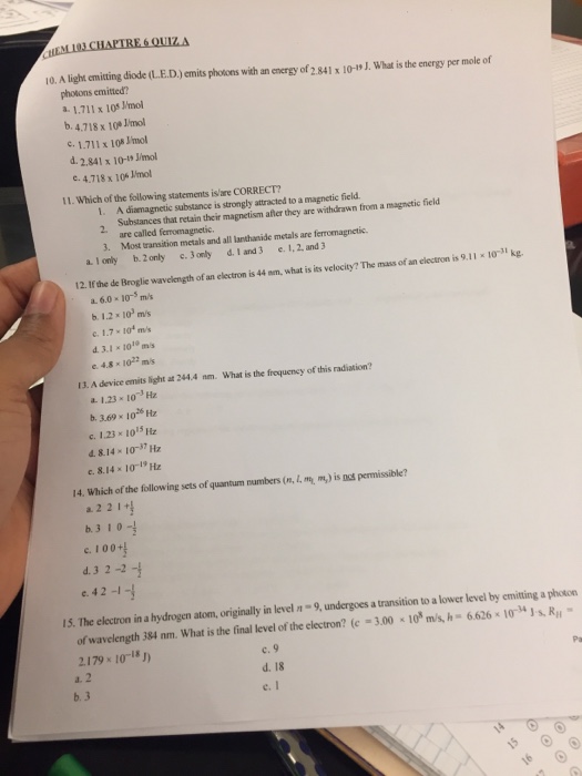 Solved 10. A light emitting diode (L.E.D.) emits photons | Chegg.com