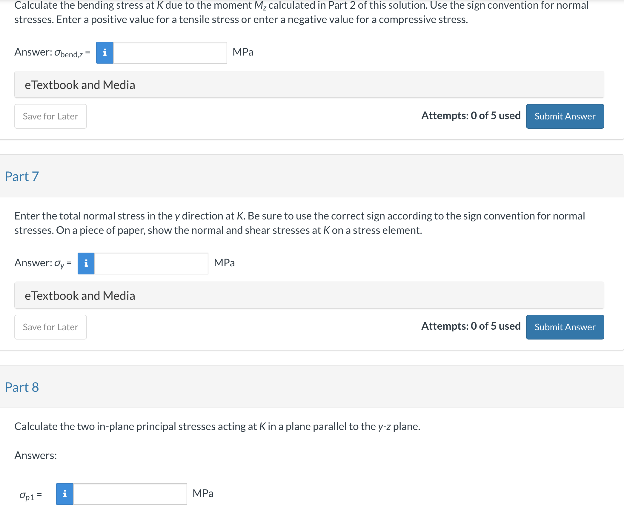 Solved Three loads are applied to the short rectangular post | Chegg.com
