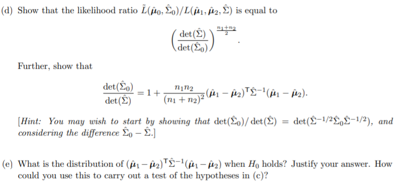 Let X1 i Be An I I D Sample From Np M1 Chegg Com