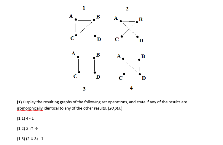 Solved 1 2 A B B с D с D A B B C D D 3 4 (1) Display The | Chegg.com