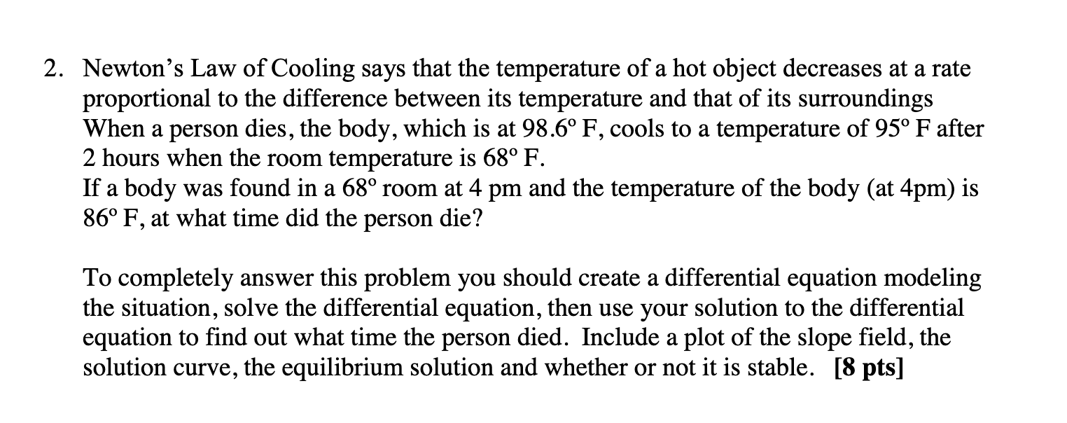 newton's law of cooling common core algebra 2 homework answers