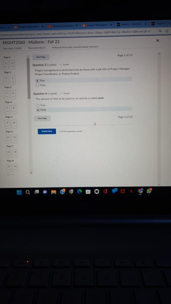 Solved Question 3 I1 point) = Saved Project management is | Chegg.com