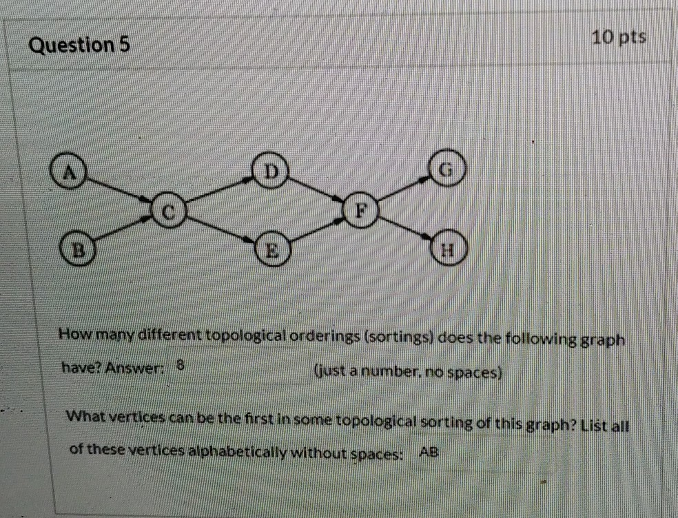 Solved 10 Pts Question 5 H How Many Different Topological | Chegg.com