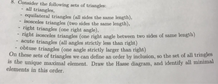 Solved 8. Consider the following sets of triangles: all | Chegg.com
