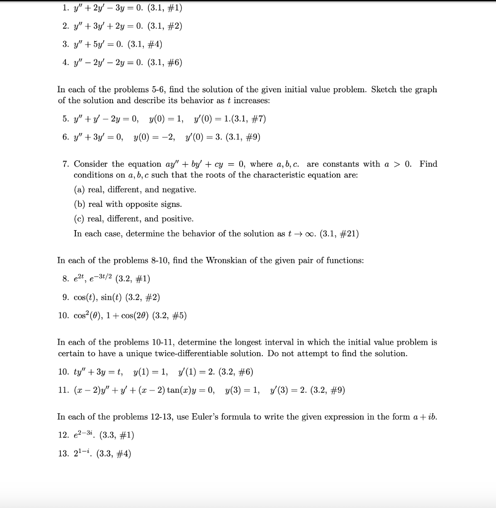 Solved 1 Y 2y 3y 0 3 1 1 2 Y 3y 2y 0 Chegg