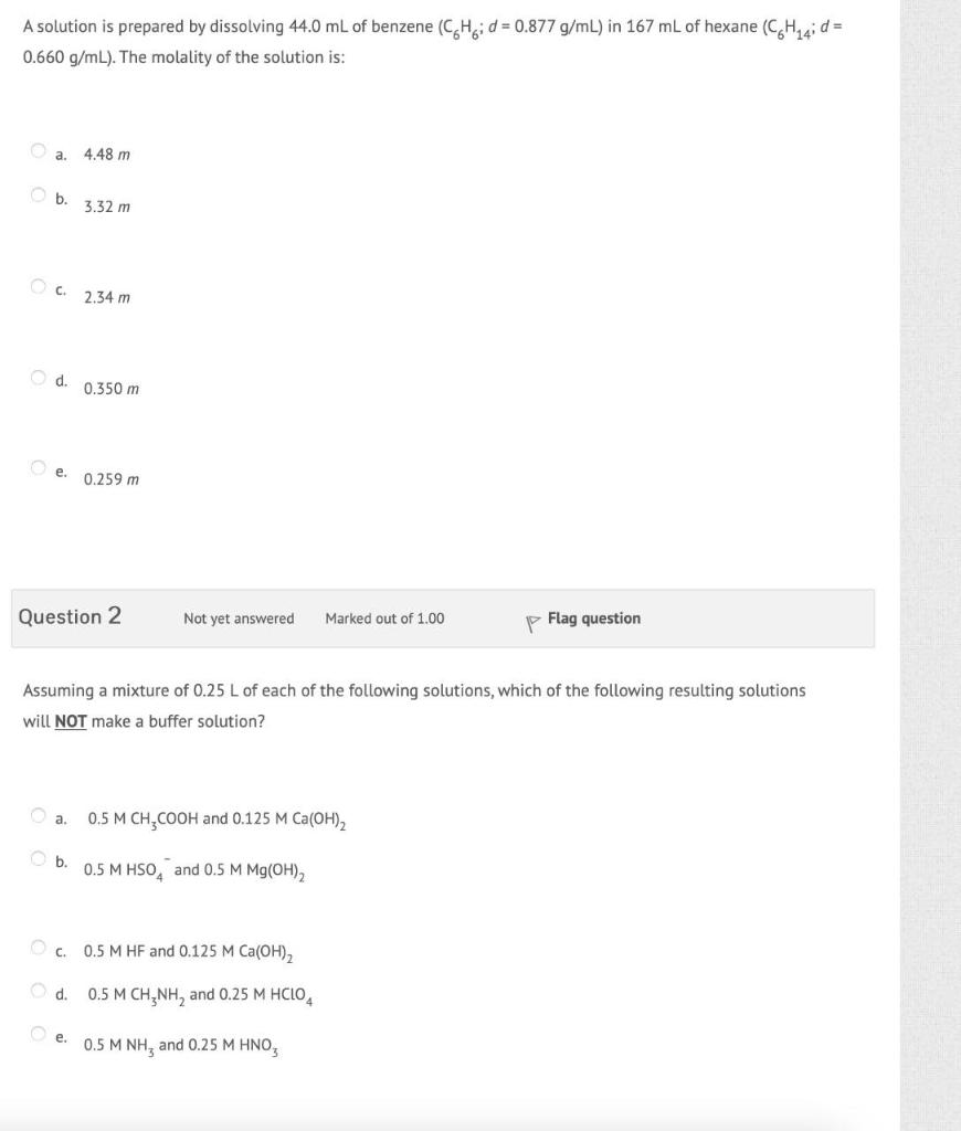 Solved A solution is prepared by dissolving 44.0 mL of | Chegg.com