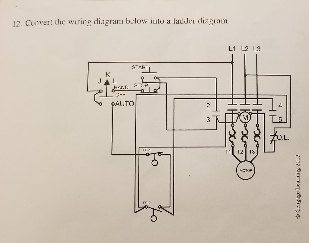 Solved 12. Convert the wiring diagram below into a ladder | Chegg.com
