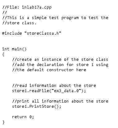 Solved Add a function prototype to storeClassa.h for the | Chegg.com