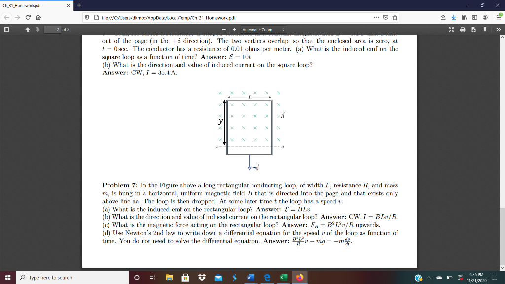 Solved Problem 7:In the Figure above a long rectangular | Chegg.com