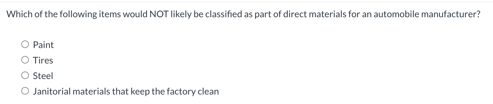 Solved Which of the following items would NOT likely be | Chegg.com