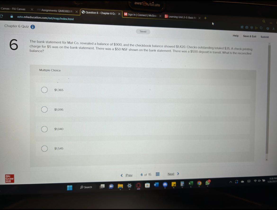 Solved The bank statement for Mat Co. revealed a balance of | Chegg.com