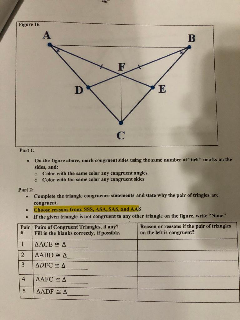 Solved Figure 16 A B F D Ε E С Part 1: • On the figure | Chegg.com
