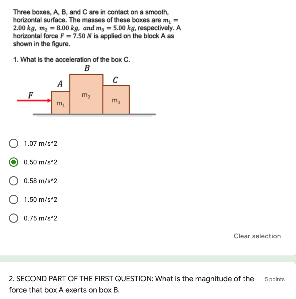 Solved Three boxes, A, B, and C are in contact on a smooth,