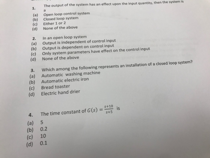 Solved The output of the system has an effect upon the input | Chegg.com