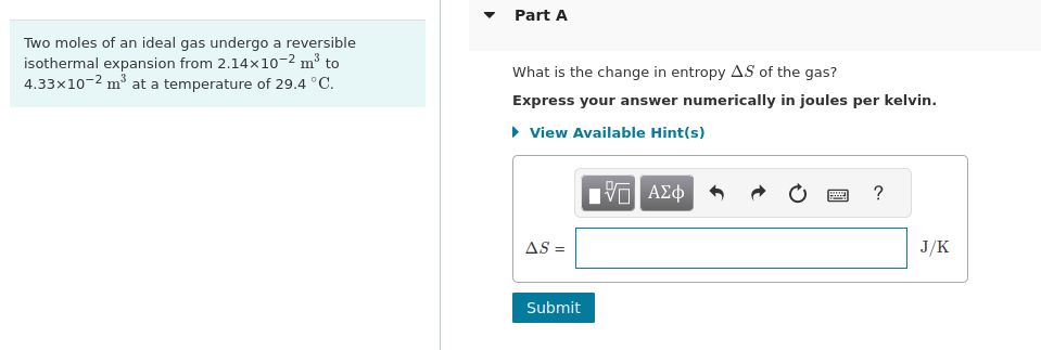 Solved Part ATwo moles of an ideal gas undergo a | Chegg.com