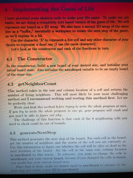 Solved Conway’s game of life code in java please. Please | Chegg.com