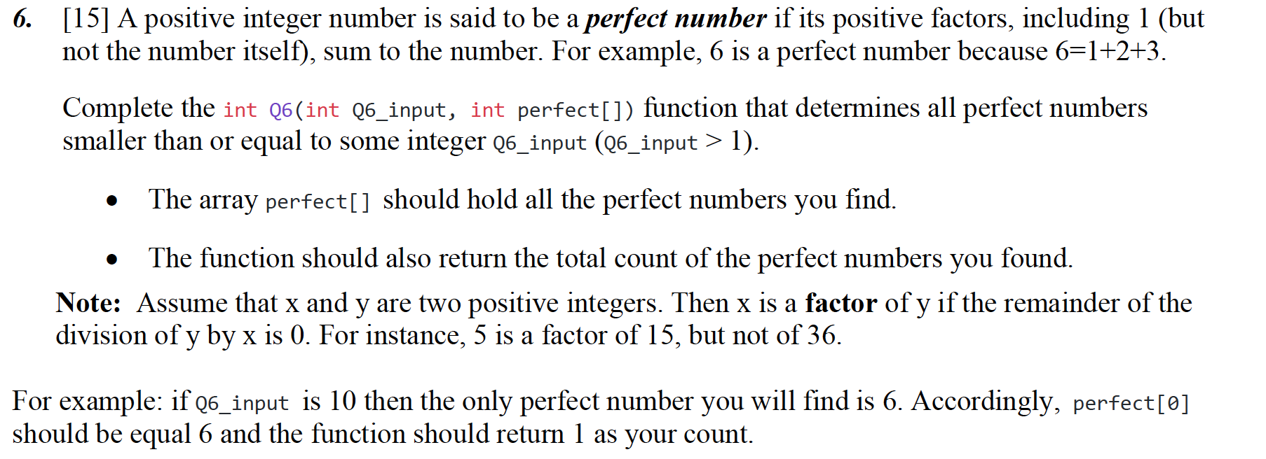 Solved 6. [15] A positive integer number is said to be a | Chegg.com