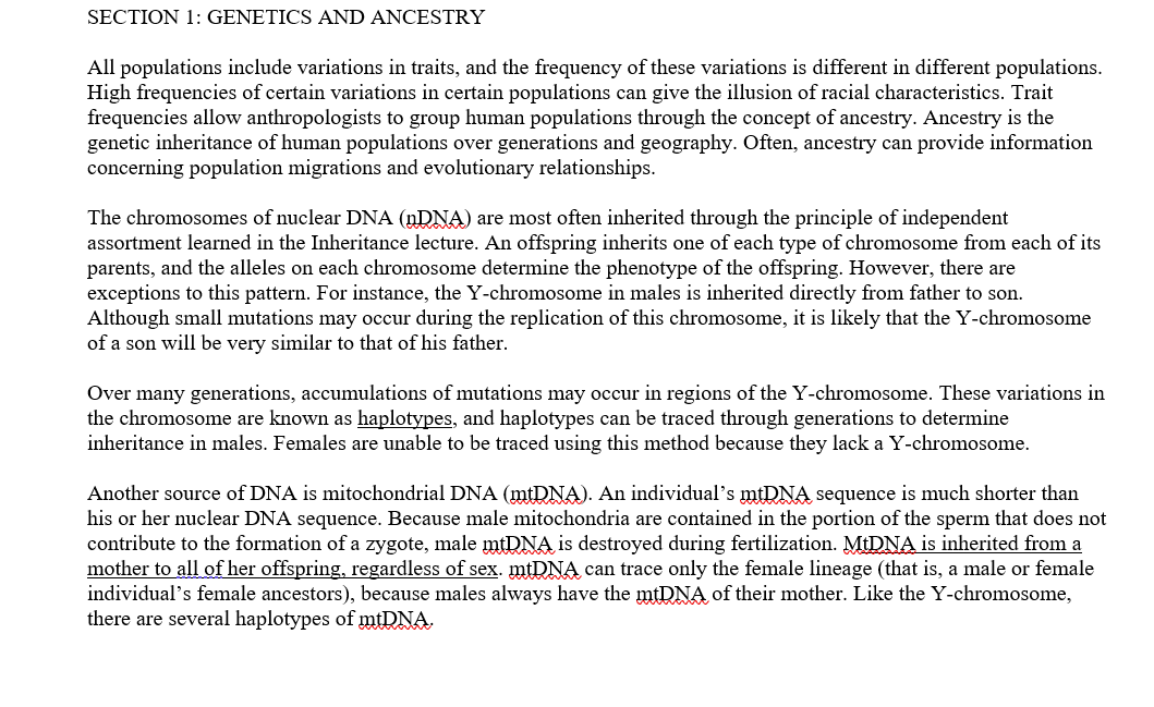 Solved SECTION 1: GENETICS AND ANCESTRY All populations | Chegg.com