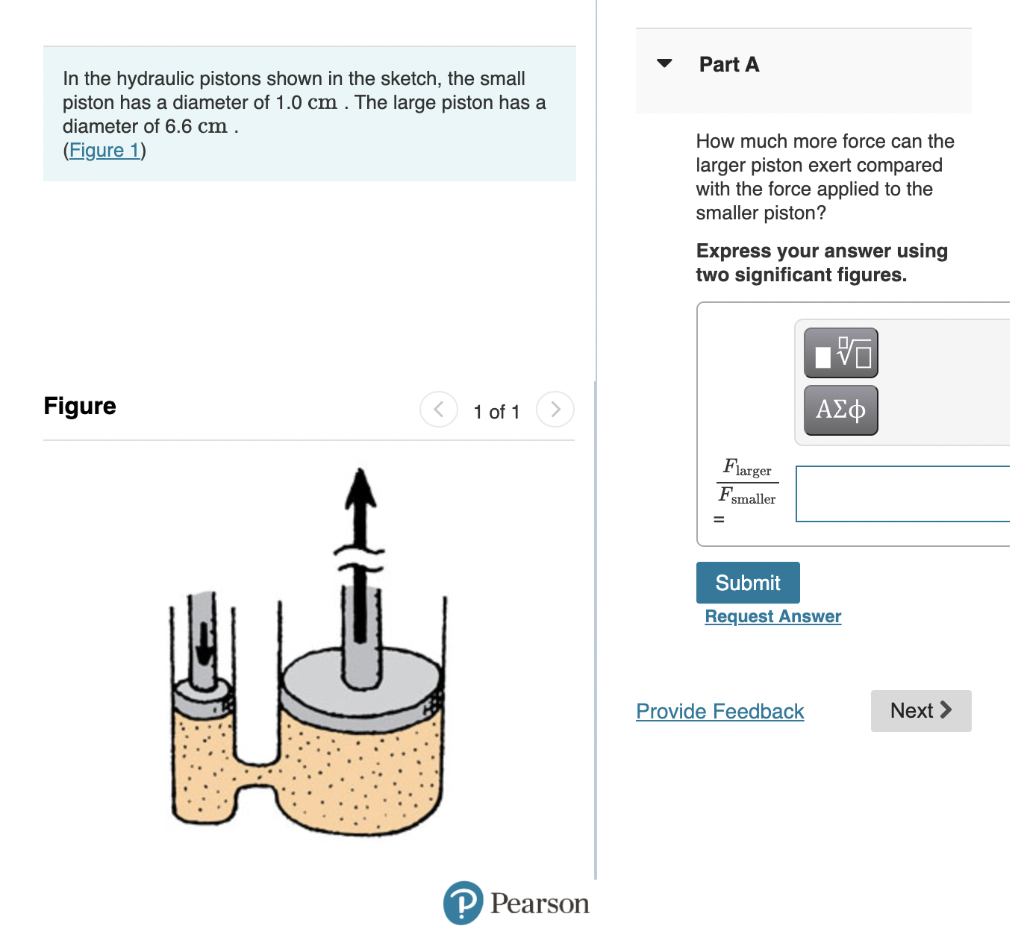 Solved Part A In the hydraulic pistons shown in the sketch, | Chegg.com