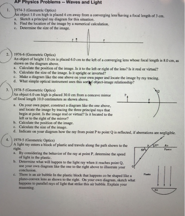 Solved AP Physics Problems -Waves And Light 1. 1974-3 | Chegg.com