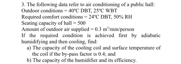 Solved 3. The following data refer to air conditioning of a | Chegg.com