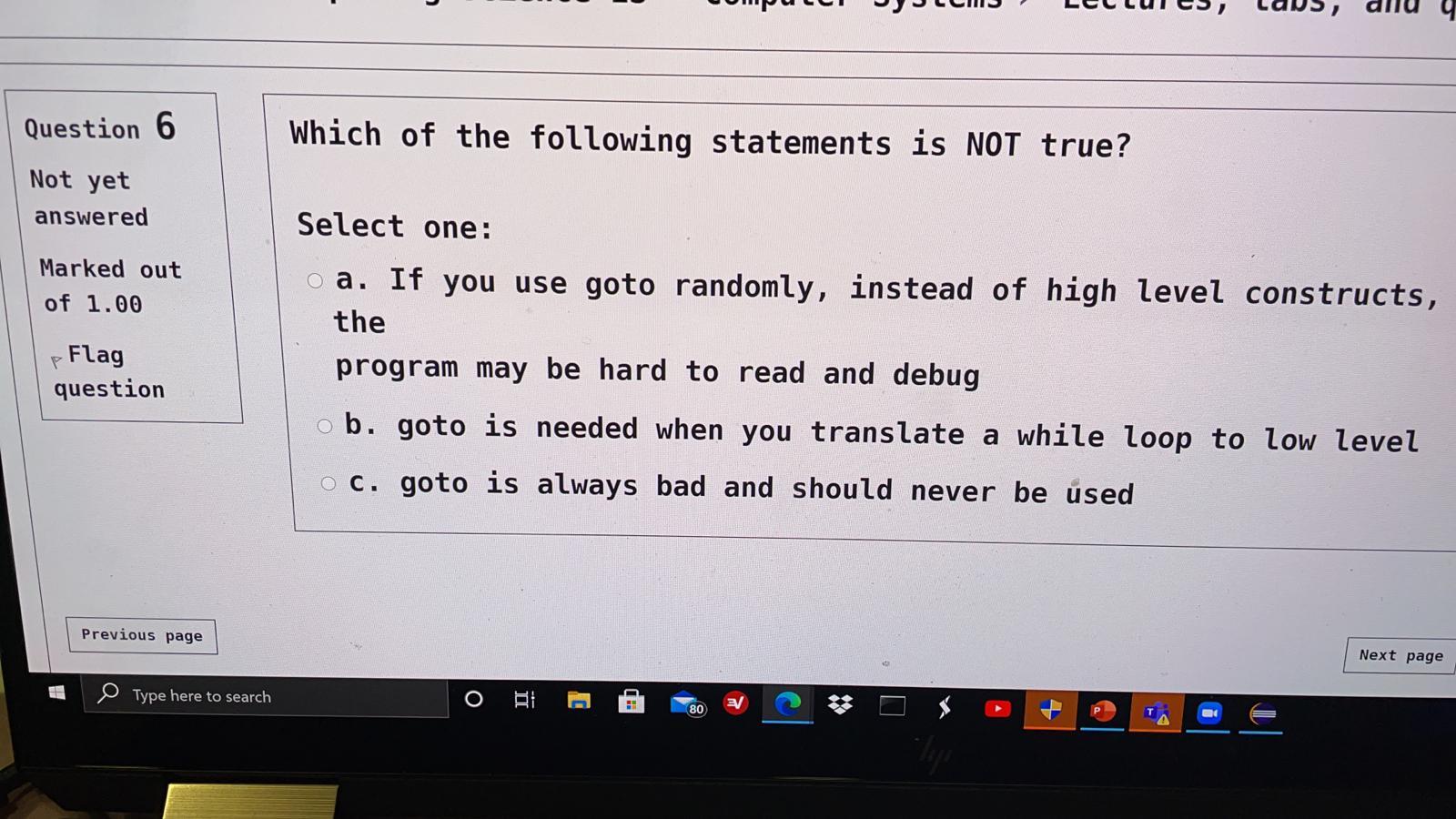 Solved Question 6 Which of the following statements is NOT | Chegg.com