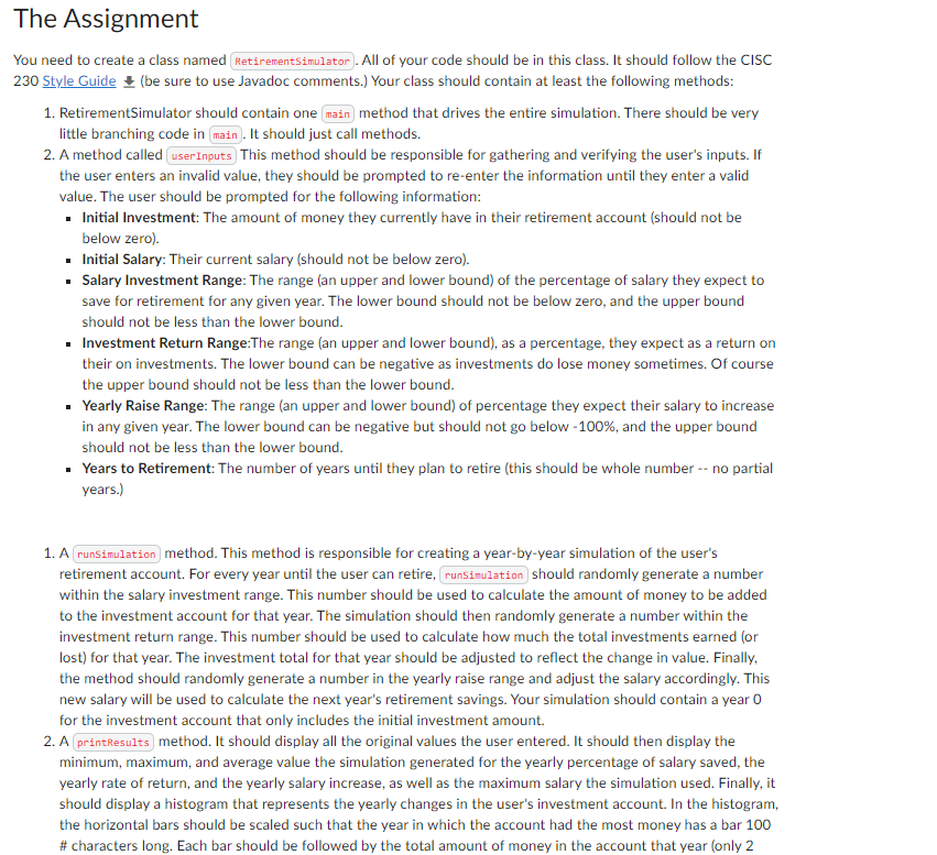 The Assignment You need to create a class named | Chegg.com