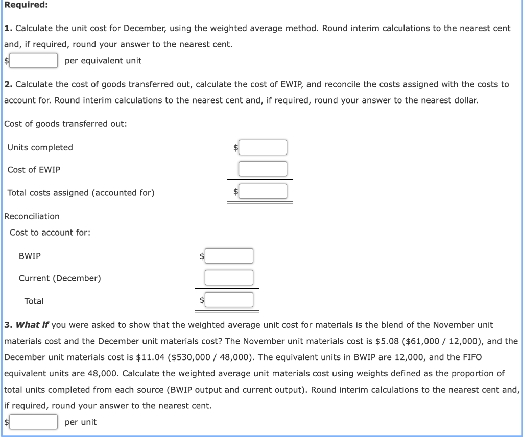 Solved Cost Information and the Weighted Average Method | Chegg.com