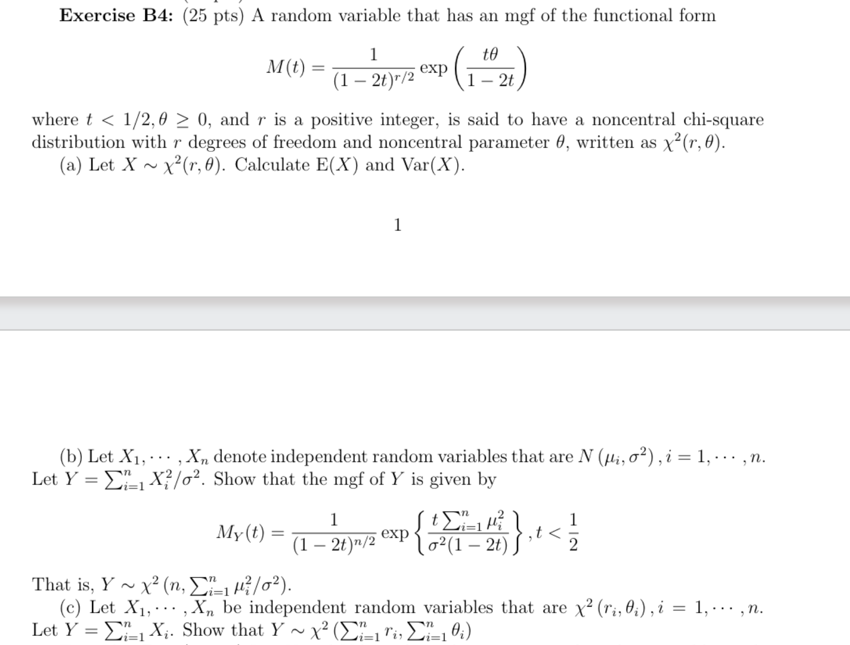 Solved Exercise B4: ( 25pts ) A Random Variable That Has An | Chegg.com