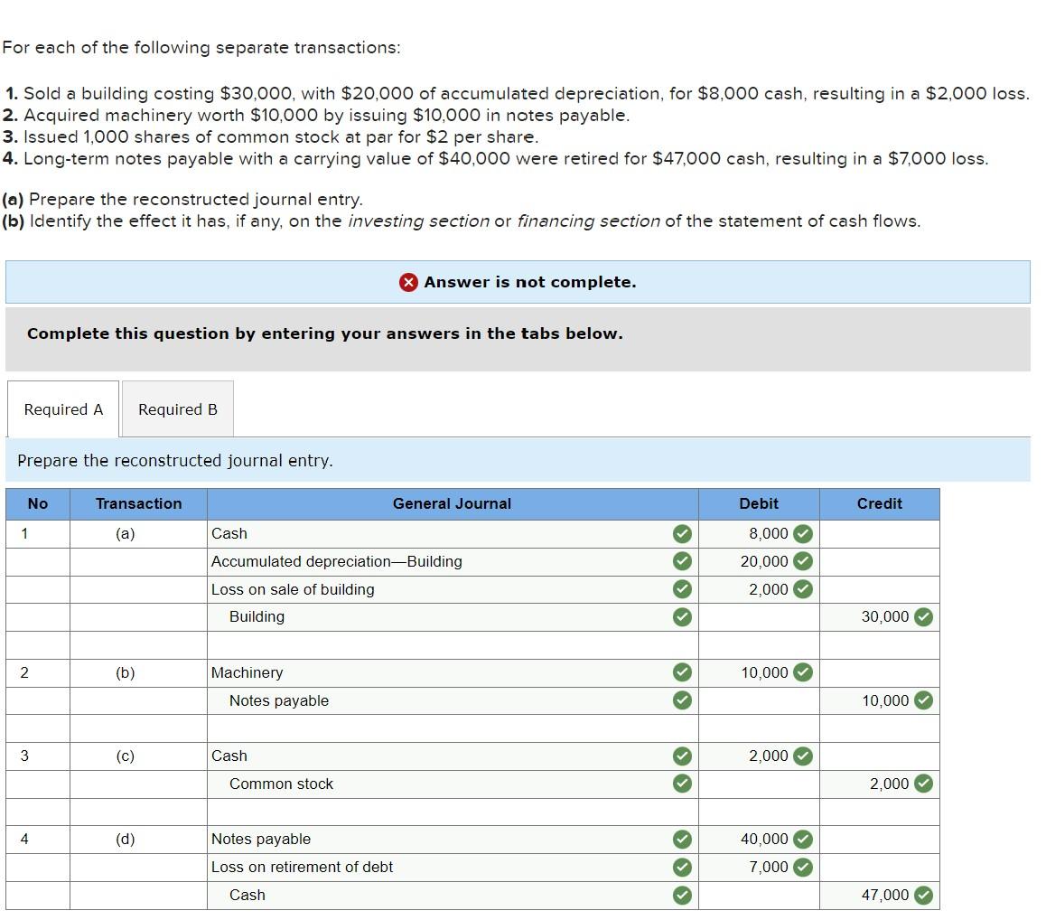 Solved For Each Of The Following Separate Transactions: 1. | Chegg.com