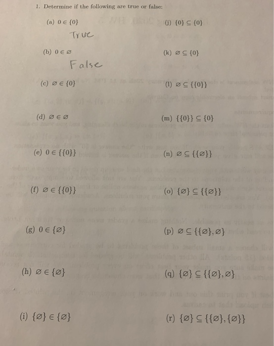 Solved 1 Determine If The Following Are True Or False 6 Chegg Com