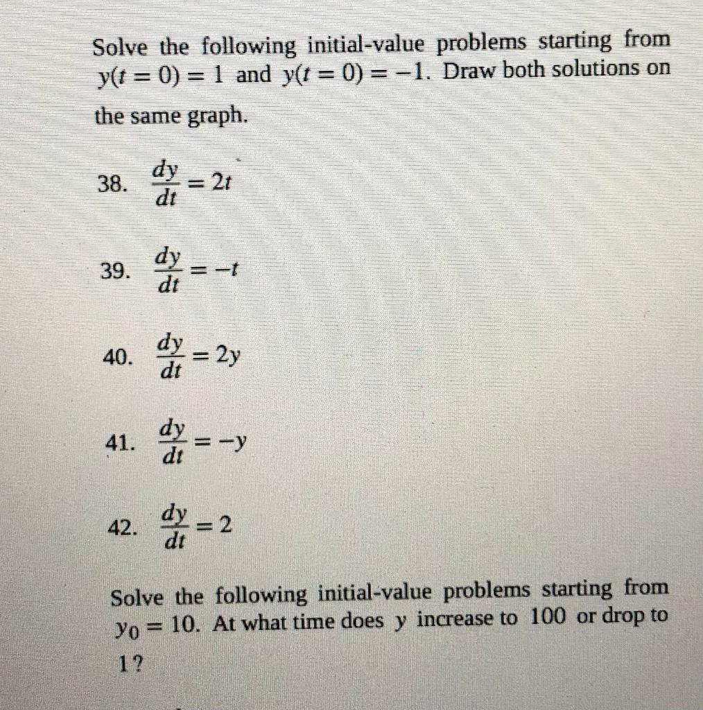 Solved Solve the following initial-value problems starting | Chegg.com