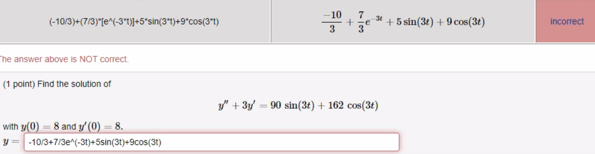 Solved The Answer Above Is NOT Correct.(1 ﻿point) ﻿Find The | Chegg.com