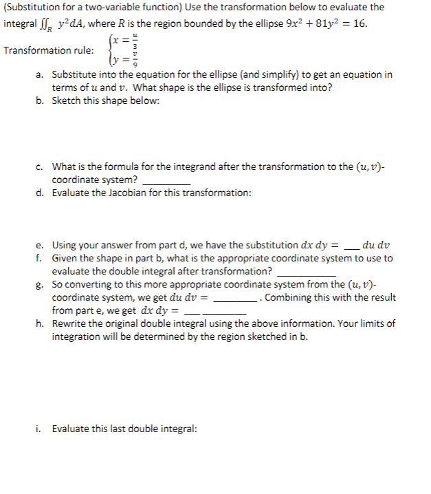 Solved Substitution for a two-variable function) Use the | Chegg.com