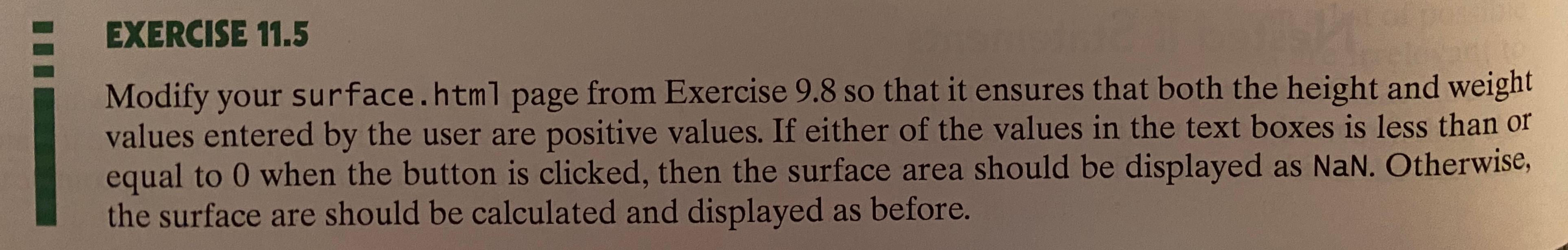 Solved EXERCISE 11.5 Modify your surface.html page from | Chegg.com